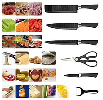 Кухонні ножі 6в1, набір професійних ножів із неіржавкої сталі Everrich H-004