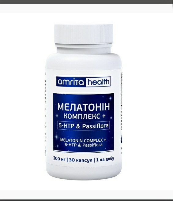 Мелатонін комплекс + Passiflora від безсоння 2 шт. по 30 капсул