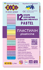 Пластилін 12кольорів ZB.6240 PASTEL 200г (8 пастель + 4 глиттер) KIDS Li (1/24) ZiBi