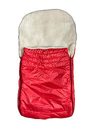 Конверт для санок, з штучної овчини, на дві блискавки, з затяжками Червоний