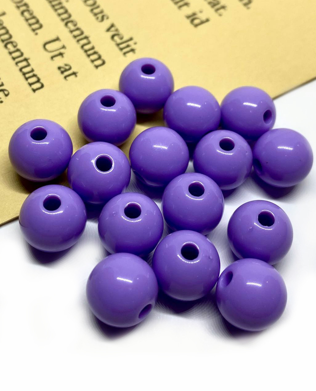 Намистини Куля пластик 10 мм Ø 2 мм +-25 г (±45 шт.) лавандовий, фото 1