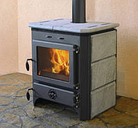 Отопительная отдельностоящая печь-камин на дровах для дома, буржуйка MBS Thermo Vulkan с водяным контуром
