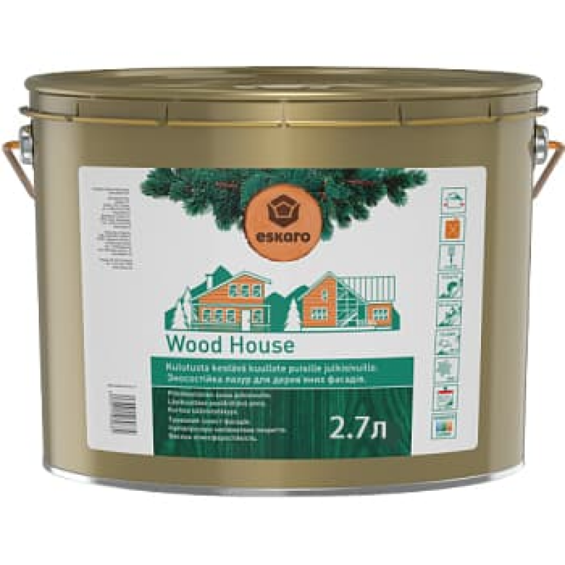 Лазур Eskaro для дерев'яних фасадів Wood House напівмат 2.7 л (40602)