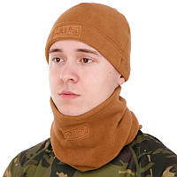 Шапка флисовая и баф зимняя теплая тактическая шапка хомут 2 в1 Tactical 5.11 Хаки ZK-0312
