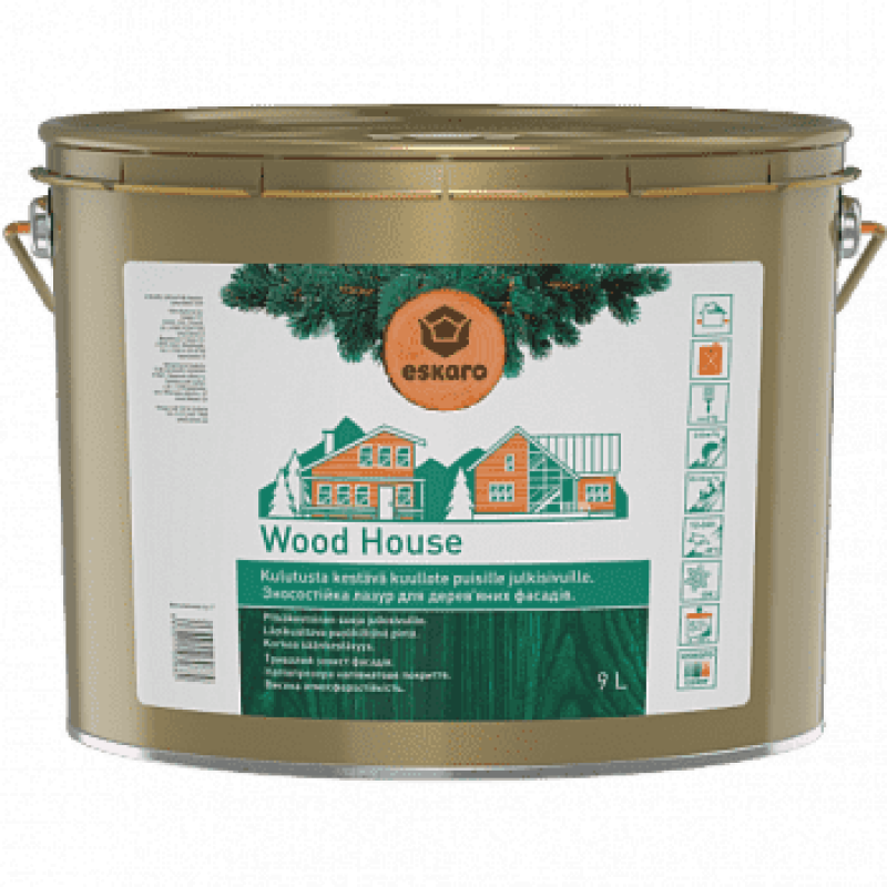 Лазур Eskaro для дерев'яних фасадів Wood House напівмат 9 л (40603)