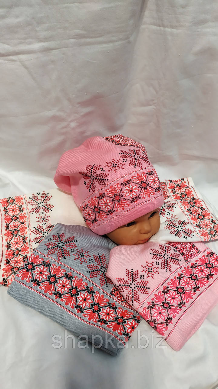 Шапка дитяча в'язана на флісі, фото 1