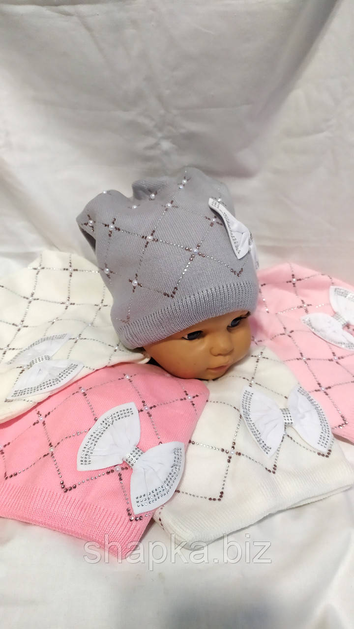 Шапка дитяча в'язана на флісі, фото 1