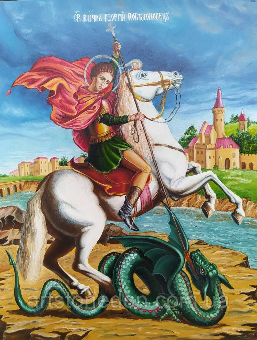 Икона писаная Святой великомученник Георгий Победоносец (Юрий Змееборец) - фото 1 - id-p1653259558