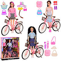 Кукла HX2099A 3 вида, велосипед, сумка, питомец, в кор. 26*8*33 см, р-р игрушки 29 см TZP171