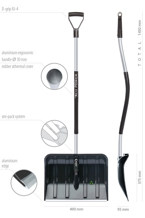 Лопата Prosperplast Alpin Alutube ergo eco 49*145 см.