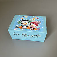 Коробка для десертов и капкейков Пингвины/Ланч бокс Пингвины 180*120*80