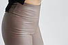 Лосини жіночі утеплені екошкіра на хутрі без кишень колір бежевий, фото 9