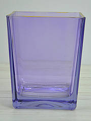 Ваза скляна декоративна Квадрат фіолетова 14*14 см