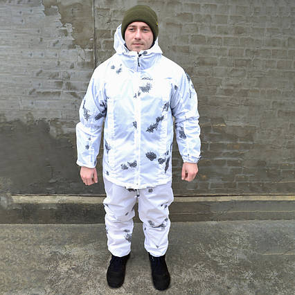 Маскувальний зимовий камуфляжний костюм тактичний, Сніговий Камуфляж Клякса Маскхалат Зимовий дощовик