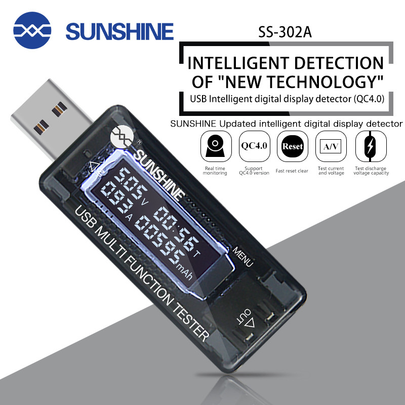 Багатофункціональний USB тестер Sunshine SS-302A QC4.0 / 4-20V / 3.3A