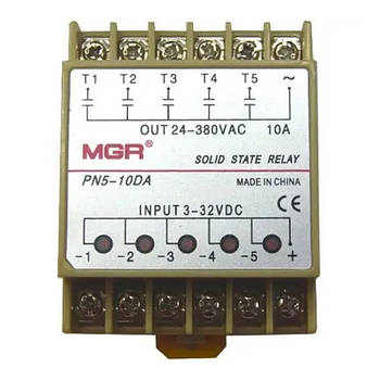 Реле твердотільне однофазне SSR PN5-10DA 10А DC-AC 5-канальне S