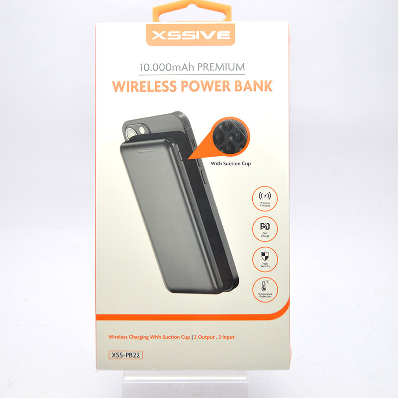 Зовнішній акумулятор з бездротовою зарядкою Power Bank XSSIVE XSS-PB22 Wireless Sucker 10000mHa Black