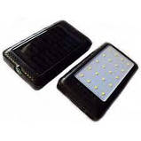 Портативна батарея Smart Power Bank 10000 12000 mAh на сонячній батареї з Led-ліхтариком чорна solar charger, фото 3