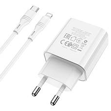 Зарядний пристрій (зарядка) для телефону Borofone BA57A Type-C + кабель Lightning 20W Білий (BA57AC), фото 5