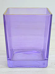 Ваза скляна декоративна Квадрат фіолетова 10*10 см