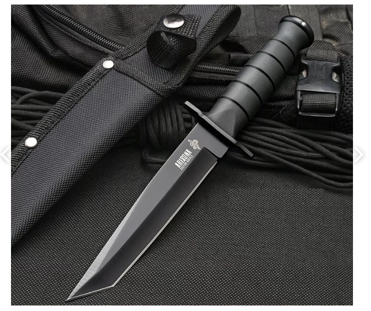 Ніж фінка з гардою, танто, армійський, мисливський Arizona custom knives з упором + чохол, фото 1