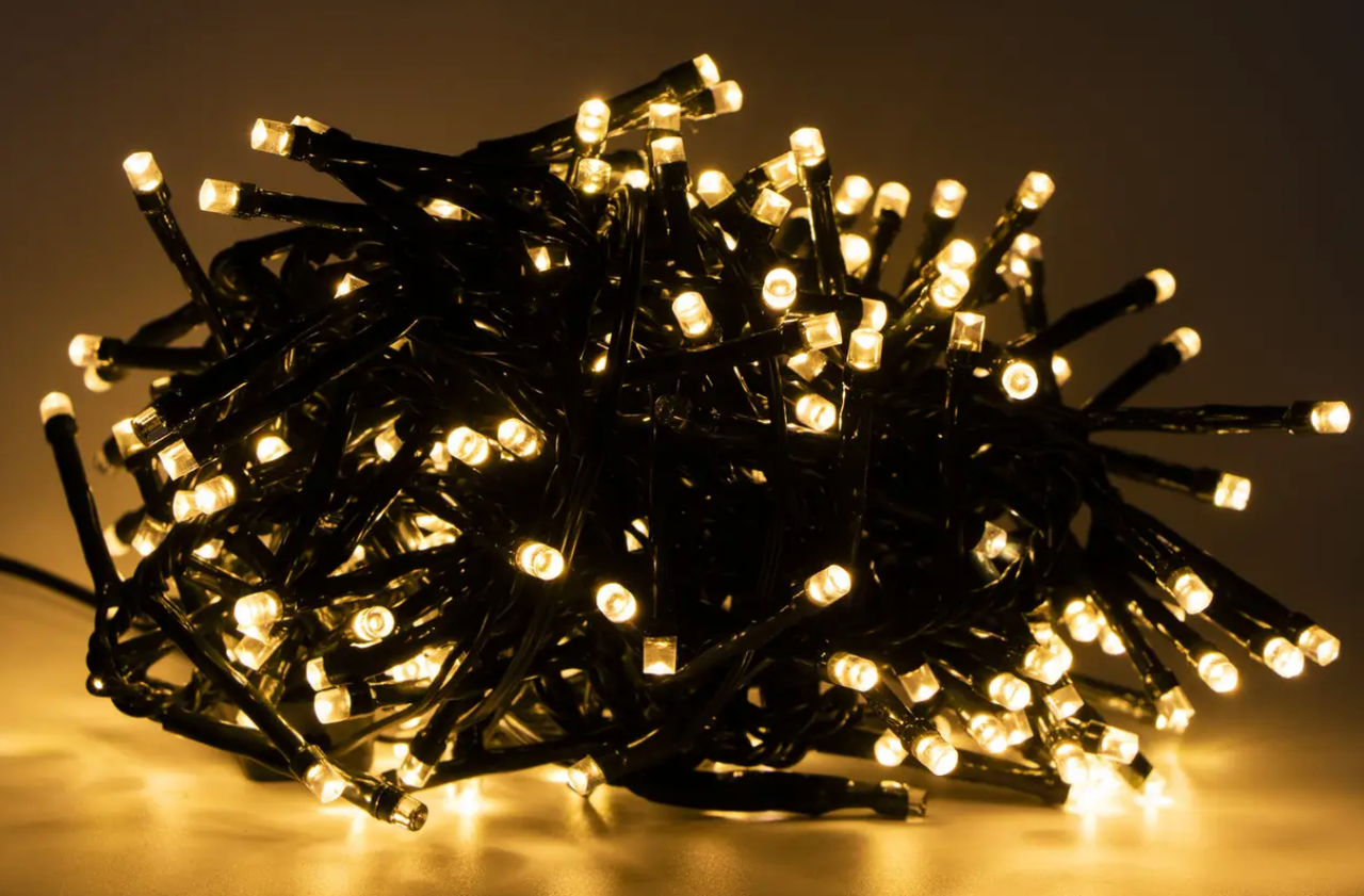 Світлодіодна гірлянда нитка вулична Led Cob 10 м 100led батарейки Warm White, фото 1