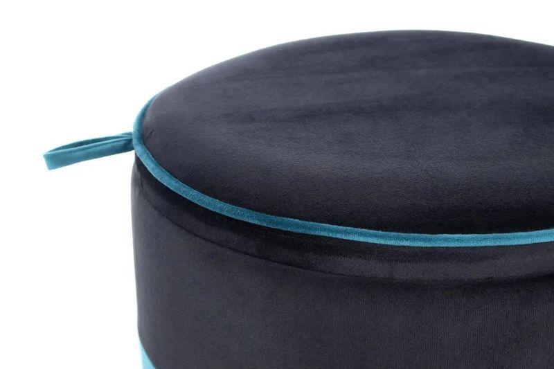 Круглый пуфик Kayoom с местом для хранения черно-синий 35x35x40 см. 168450 - фото 3 - id-p1724100370