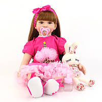 Реалістична колекційна лялька Реборн Reborn 60 см м'яконабивна Діана в наборі соска, пляшечка, іграшка