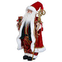 Фигурка декоративная Санта с посохом в красном костюме 32x60 см. 0301440