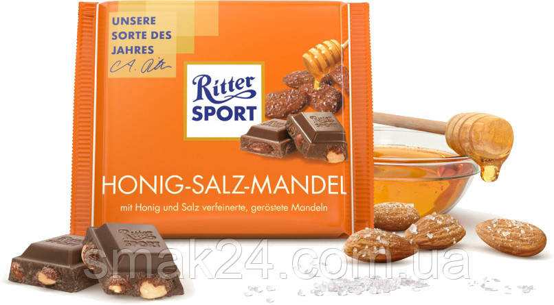 Шоколад Ritter sport HONIG-SALZ-MANDEL (с медом-солью-миндалем) Германия 100г - фото 1 - id-p286304859