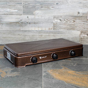 Настільна газова плита 3 конфорки з кришкою Туреччина, фото 2