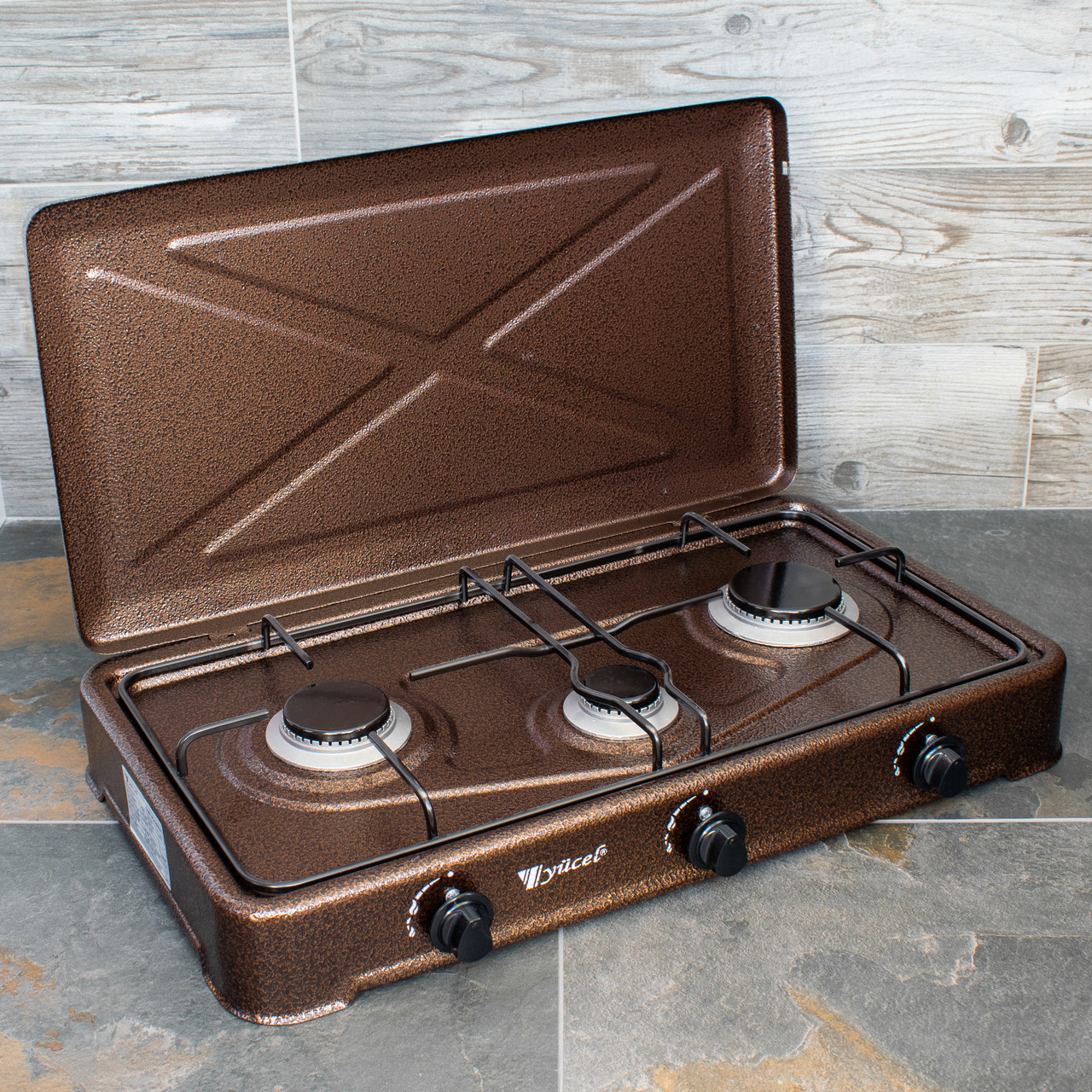 Настільна газова плита 3 конфорки з кришкою Туреччина