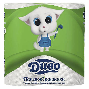 Паперові рушники Диво 2-шарові білі 50 відривів 2 шт