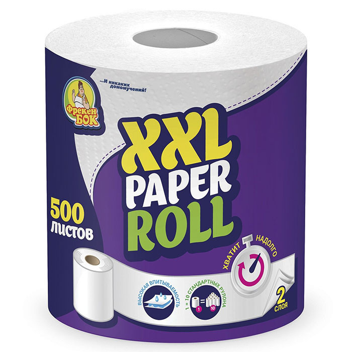 Паперові рушники Фрекен Бок XXL Paper Roll 2-шарові 500 відривів 1 шт, фото 1
