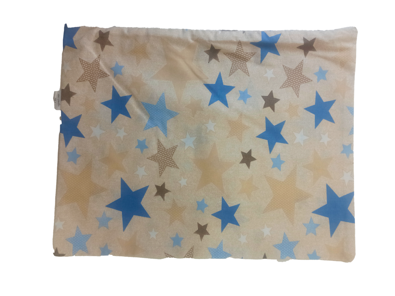 Наволочка 45*35 см, (бавовна) (сині зірочки на бежевому)