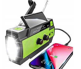 Портативний радіоприймач Jack Mors 090P з ліхтариком та функцією Powerbank 4000 мАг (ручна зарядка)
