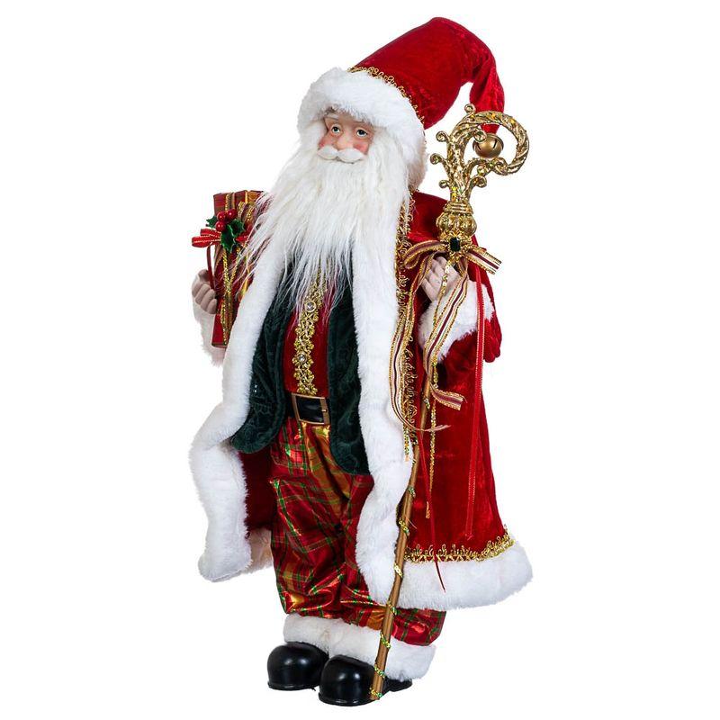 Фігурка декоративна Санта з посохом у червоному костюмі 32x60 см. BST 0301440