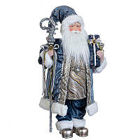 Фигурка декоративная Санта с посохом в синем костюме 32x61 см. BST 0301441