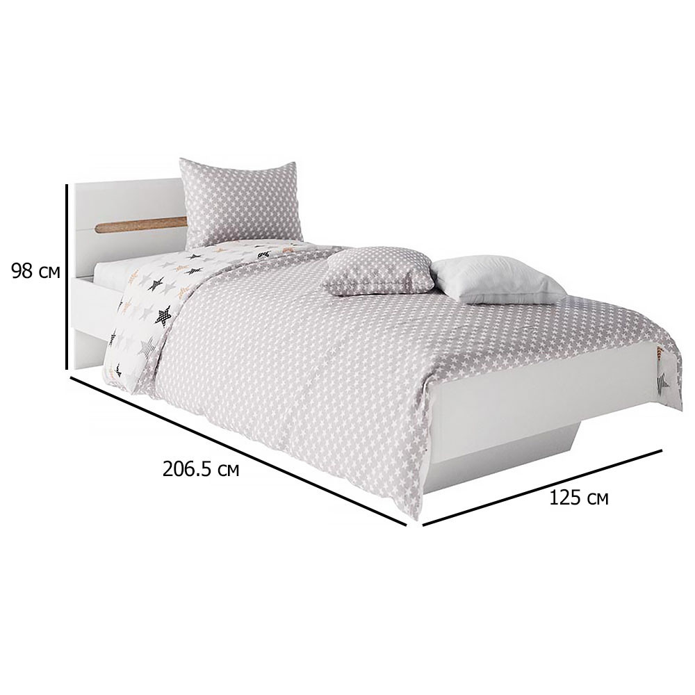 Полуторная кровать белая глянцевая Бьянко 120х200 см с ламелями без ...