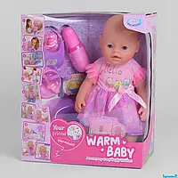 Дитячий функціональний пупс п'є і пісяє Warm Baby WZJ 058 A-583 інтерактивний, з аксесуарами