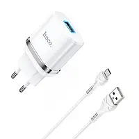 Зарядний пристрій Hoco 220 В USB QC 3.0 з кабелем USB micro USB C12Q Smart білий