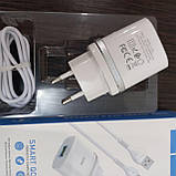 Зарядний пристрій 220 В USB QC 3.0 з кабелем USB — micro USB Hoco C12Q Smart Адаптер Блок Живлення, фото 3