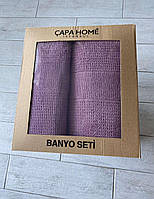 Набор махровых полотенец банное и лицевое Capa Home Турция фиолетовый