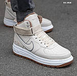Чоловічі зимові кросівки Nike Lunar Winter (бежеві) високі теплі повсякденні кеди з хутром KS 1928 top, фото 3