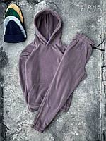 Мужской костюм штаны и худи базовый (серо-фиолетовый) TW ph3 молодежный спортивный комплект из полара Топ