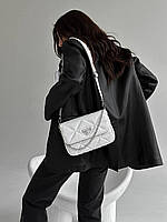 Женская сумка Prada Padded White (белая) BONO4042 красивая стильная деловая сумочка с длинным ремнем Топ