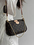 Сумка клатч жіноча LV Pink (Louis Vuitton) три в одній (коричнева) BONО1001 модна стильна зручна top, фото 5