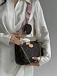 Сумка клатч жіноча LV Pink (Louis Vuitton) три в одній (коричнева) BONО1001 модна стильна зручна top, фото 8