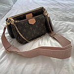 Сумка клатч жіноча LV Pink (Louis Vuitton) три в одній (коричнева) BONО1001 модна стильна зручна top, фото 11