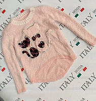 Светр ангора для дівчинки 98-158 Дитячий підлітковий светр ангора на дівчинку травка